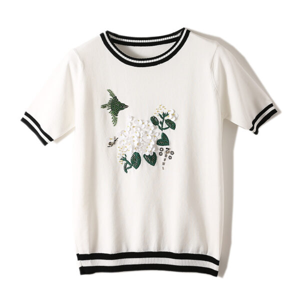 Women's Pullover Crew Neck Short Sleeve Sweater Manufacturer - MOQ 100 pcs - Style 7025
