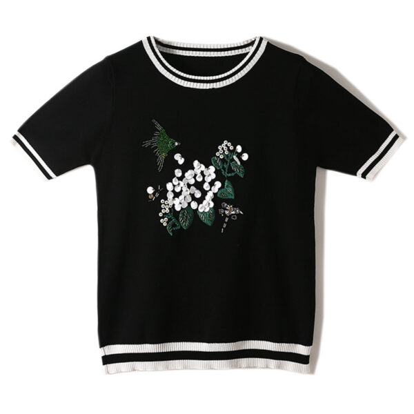 Women's Pullover Crew Neck Short Sleeve Sweater Manufacturer - MOQ 100 pcs - Style 7025