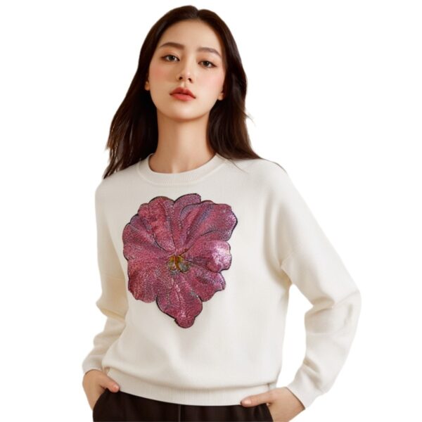 Women's Pullover Crew Neck Long Sleeve Sweater Manufacturer - MOQ 100 pcs - Style 7031