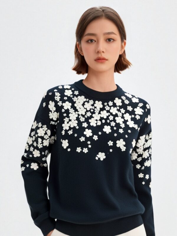 Women's Pullover Crew Neck Long Sleeve Sweater Manufacturer - MOQ 100 pcs - Style 7034