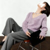 Women's Pullover V Neck Long Sleeve Sweater Manufacturer - MOQ 100 pcs - Style 7038