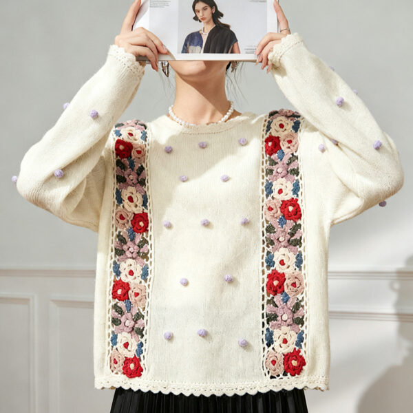 Women's Pullover Crew Neck Long Sleeve Sweater Manufacturer - MOQ 100 pcs - Style 7062