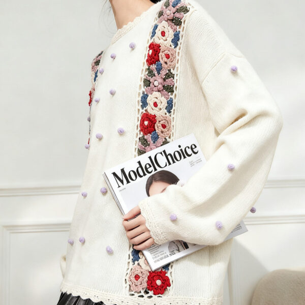 Women's Pullover Crew Neck Long Sleeve Sweater Manufacturer - MOQ 100 pcs - Style 7062