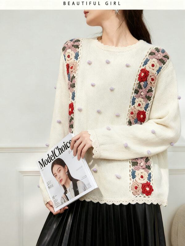 Women's Pullover Crew Neck Long Sleeve Sweater Manufacturer - MOQ 100 pcs - Style 7062