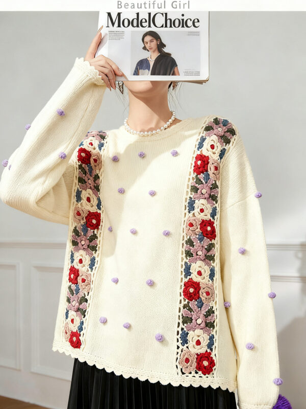 Women's Pullover Crew Neck Long Sleeve Sweater Manufacturer - MOQ 100 pcs - Style 7062