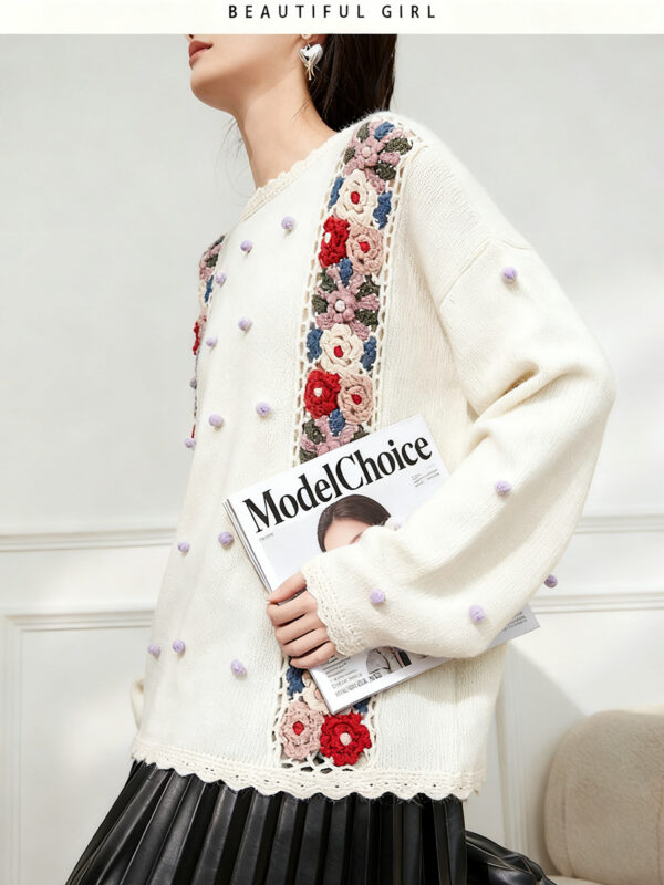 Women's Pullover Crew Neck Long Sleeve Sweater Manufacturer - MOQ 100 pcs - Style 7062
