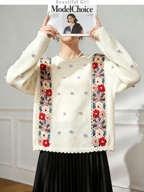 Women's Pullover Crew Neck Long Sleeve Sweater Manufacturer - MOQ 100 pcs - Style 7062