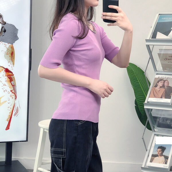 Women's Pullover Crew Neck Short Sleeve Sweater Manufacturer - MOQ 100 pcs - Style 7071 Women's Pullover Crew Neck Short Sleeve Sweater Manufacturer - MOQ 100 pcs - Style 7071