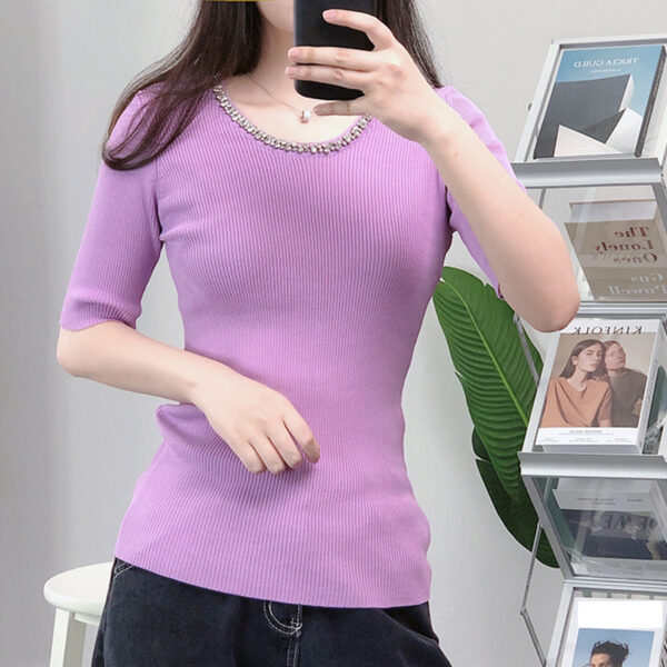 Women's Pullover Crew Neck Short Sleeve Sweater Manufacturer - MOQ 100 pcs - Style 7071 Women's Pullover Crew Neck Short Sleeve Sweater Manufacturer - MOQ 100 pcs - Style 7071
