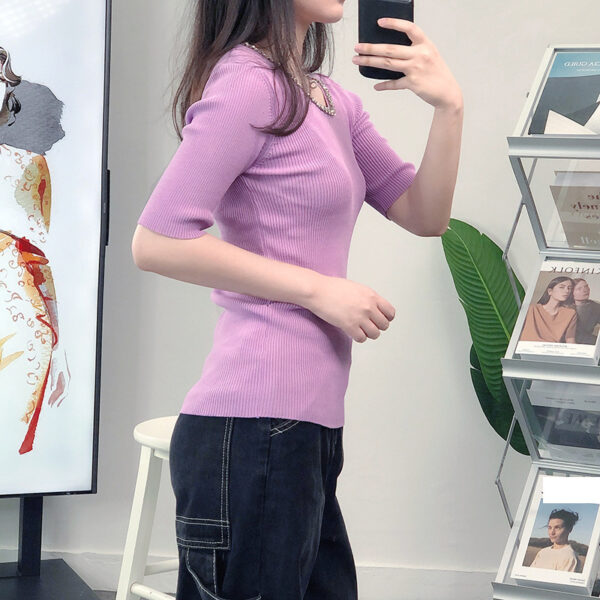Women's Pullover Crew Neck Short Sleeve Sweater Manufacturer - MOQ 100 pcs - Style 7071 Women's Pullover Crew Neck Short Sleeve Sweater Manufacturer - MOQ 100 pcs - Style 7071