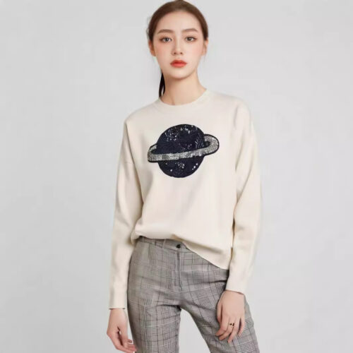 Women's Pullover Crew Neck Long Sleeve Sweater Manufacturer - MOQ 100 pcs - Style 7089