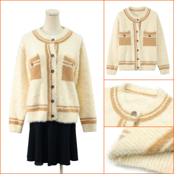 Women's Cardigan Crew Neck Long Sleeve Sweater Manufacturer - MOQ 100 pcs - Style 7115