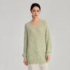 Women’s Sage Green Ribbed V-Neck Pullover Sweater — Style 7142 - KnitwearSource