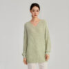 Women’s Sage Green Ribbed V-Neck Pullover Sweater — Style 7142 - KnitwearSource