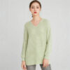 Women’s Sage Green Ribbed V-Neck Pullover Sweater — Style 7142 - KnitwearSource