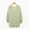 Women’s Sage Green Ribbed V-Neck Pullover Sweater — Style 7142 - KnitwearSource