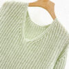 Women’s Sage Green Ribbed V-Neck Pullover Sweater — Style 7142 - KnitwearSource