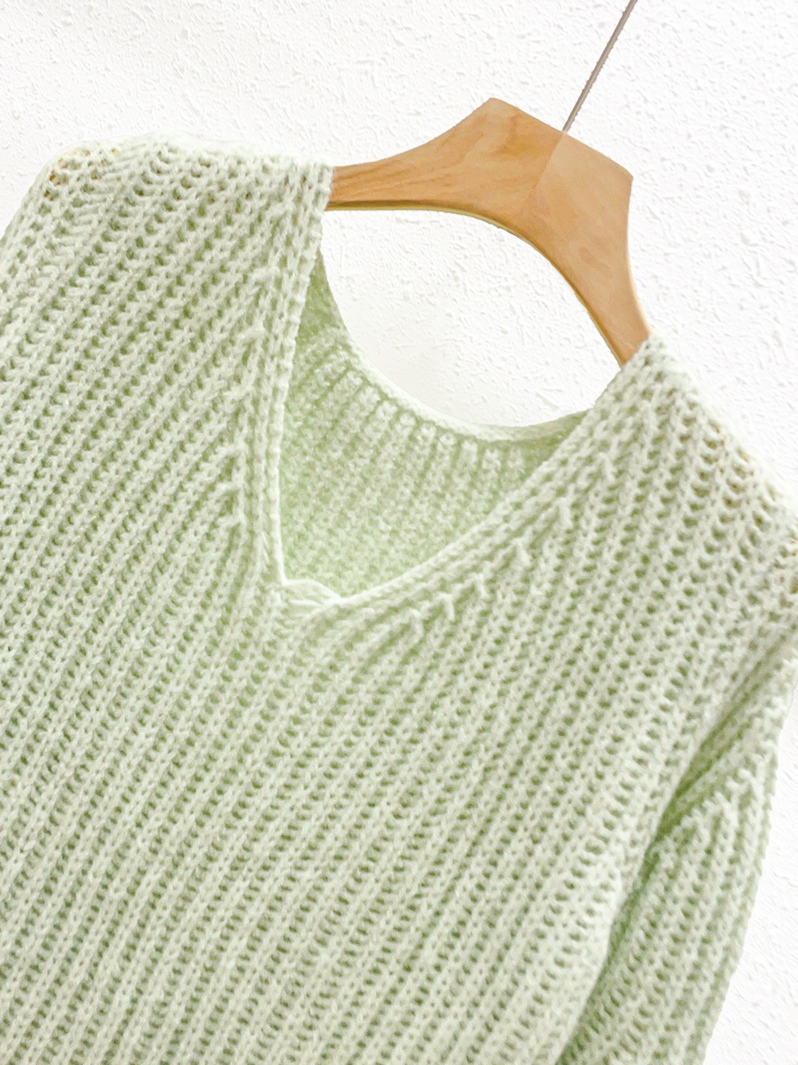 Women's Viscose Fiber Pullover V Neck Long Sleeve Sweater Manufacturer - MOQ 100 pcs - Style 7142