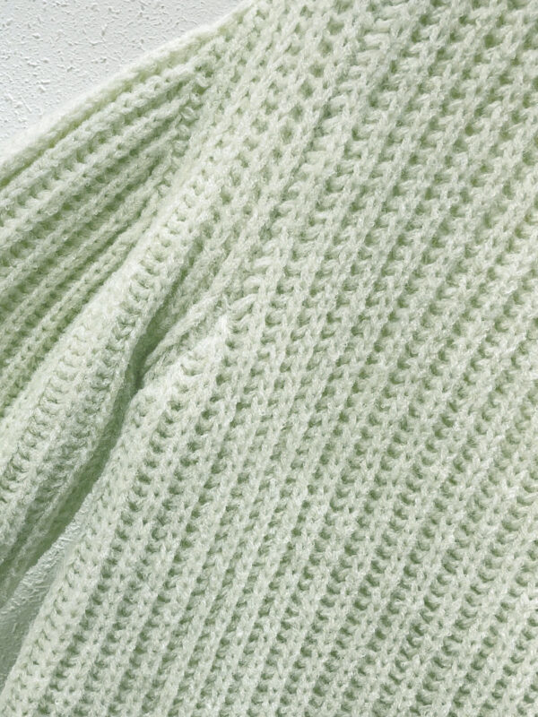 Women’s Sage Green Ribbed V-Neck Pullover Sweater — Style 7142 - KnitwearSource