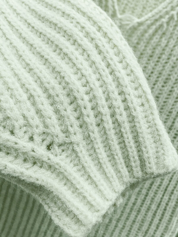Women’s Sage Green Ribbed V-Neck Pullover Sweater — Style 7142 - KnitwearSource