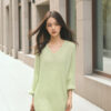 Women’s Sage Green Ribbed V-Neck Pullover Sweater — Style 7142 - KnitwearSource