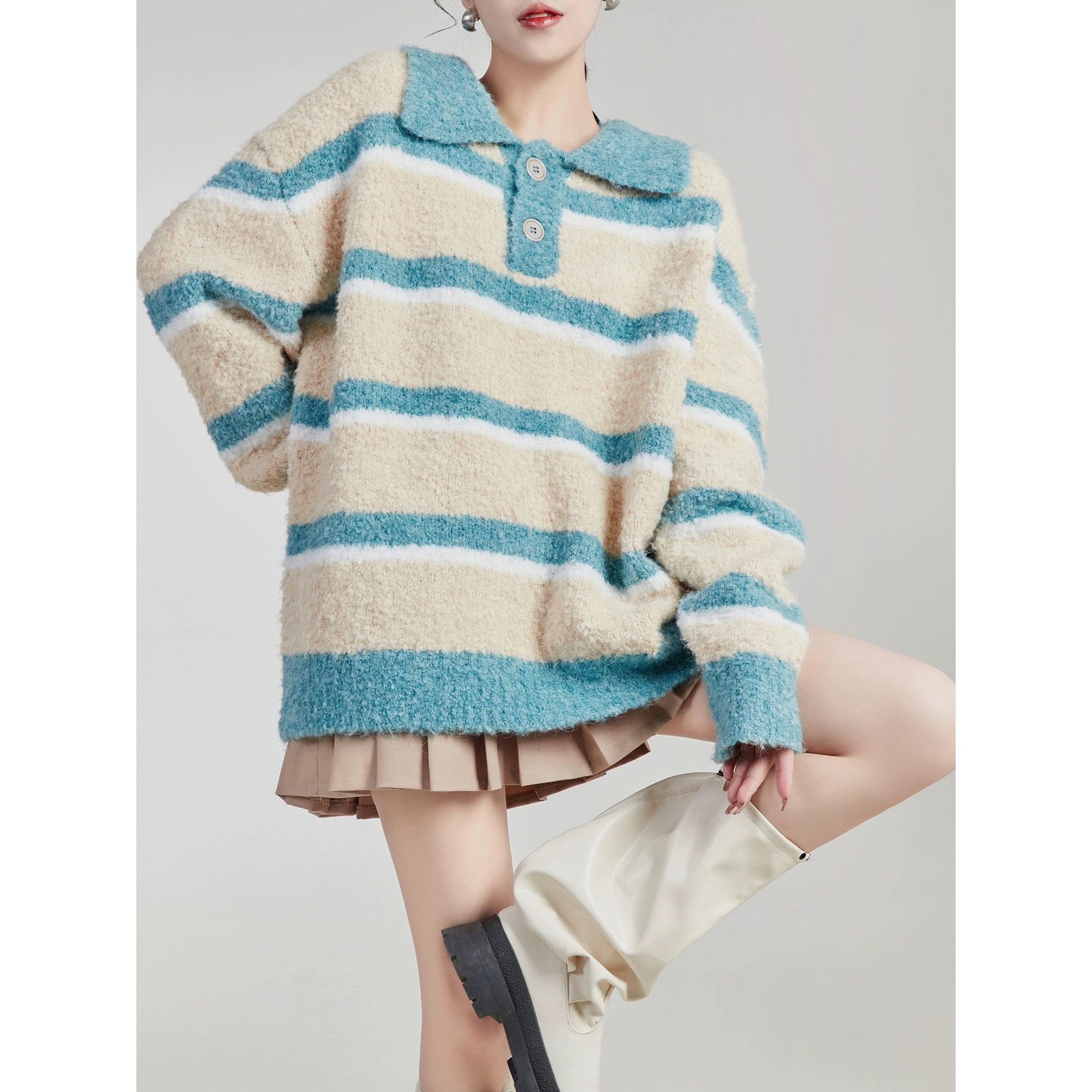 Women's Pullover Long Sleeve Sweater Manufacturer - MOQ 100 pcs - Style 7147
