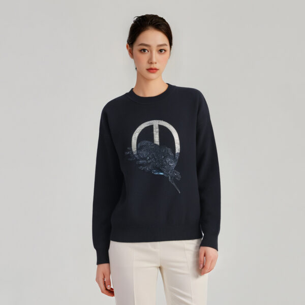 Women's Pullover Crew Neck Long Sleeve Sweater Manufacturer - MOQ 100 pcs - Style 7158