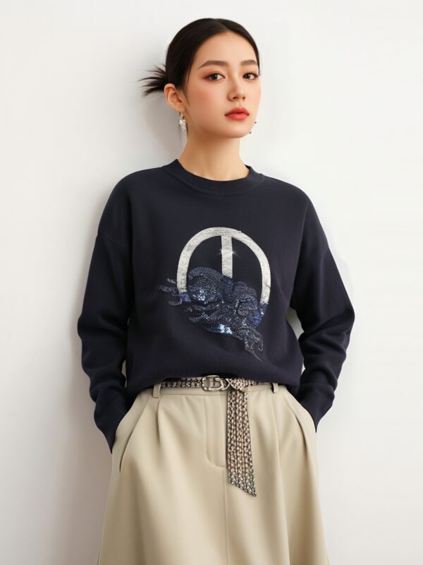 Women's Pullover Crew Neck Long Sleeve Sweater Manufacturer - MOQ 100 pcs - Style 7158