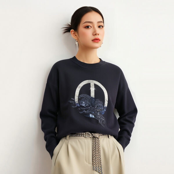 Women's Pullover Crew Neck Long Sleeve Sweater Manufacturer - MOQ 100 pcs - Style 7158