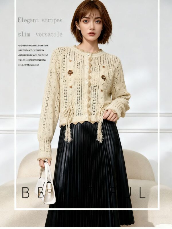 Women's Cardigan Crew Neck Long Sleeve Sweater Manufacturer - MOQ 100 pcs - Style 7169 Women's Cardigan Crew Neck Long Sleeve Sweater Manufacturer - MOQ 100 pcs - Style 7169