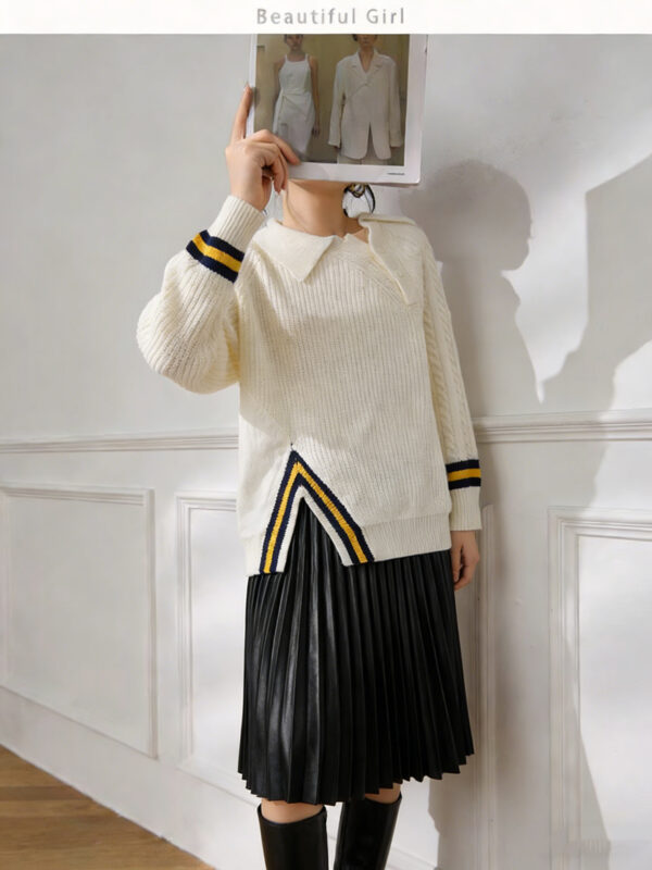 Women's Pullover Long Sleeve Sweater Manufacturer - MOQ 100 pcs - Style 7174