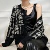 Women's Cardigan Crew Neck Long Sleeve Sweater Manufacturer - MOQ 100 pcs - Style 7184