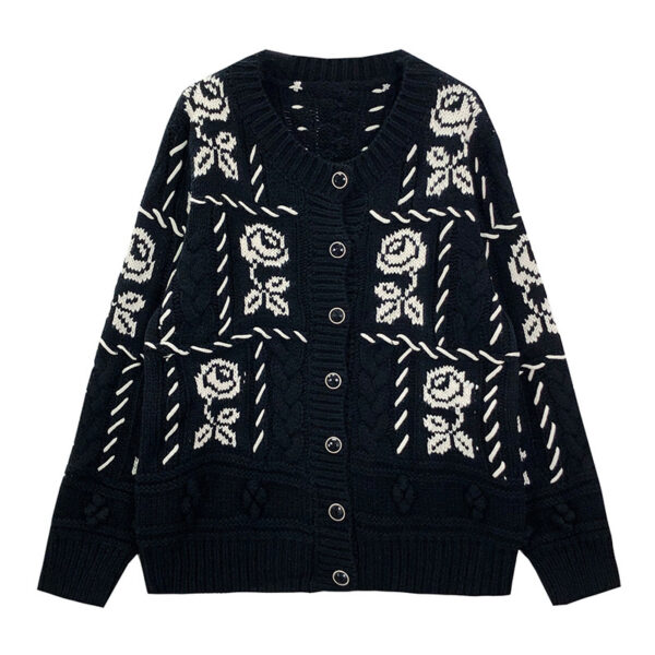 Women's Cardigan Crew Neck Long Sleeve Sweater Manufacturer - MOQ 100 pcs - Style 7184