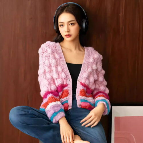 Women's Viscose Fiber V Neck Long Sleeve Sweater Manufacturer - MOQ 100 pcs - Style 87017