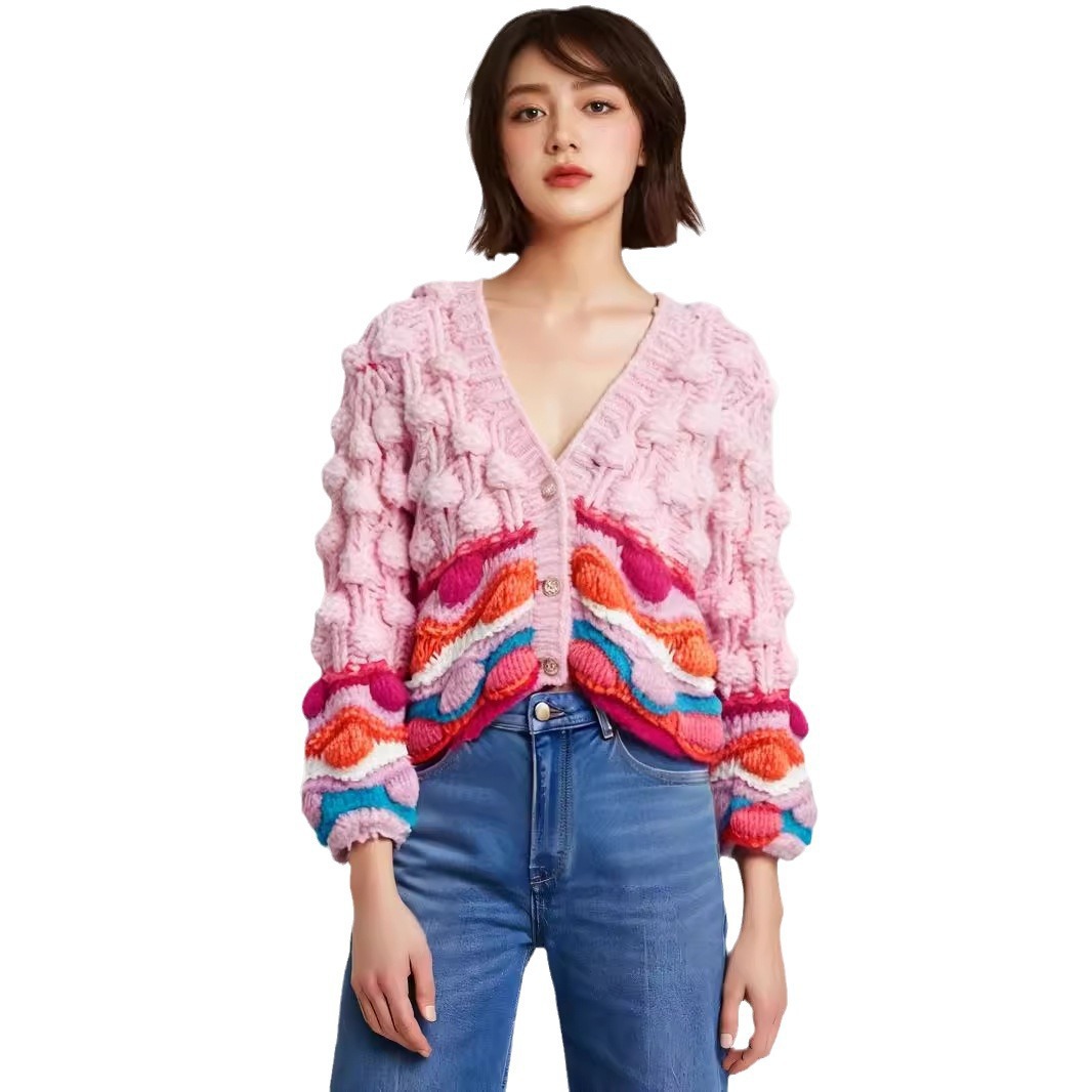 Women's Viscose Fiber V Neck Long Sleeve Sweater Manufacturer - MOQ 100 pcs - Style 87017