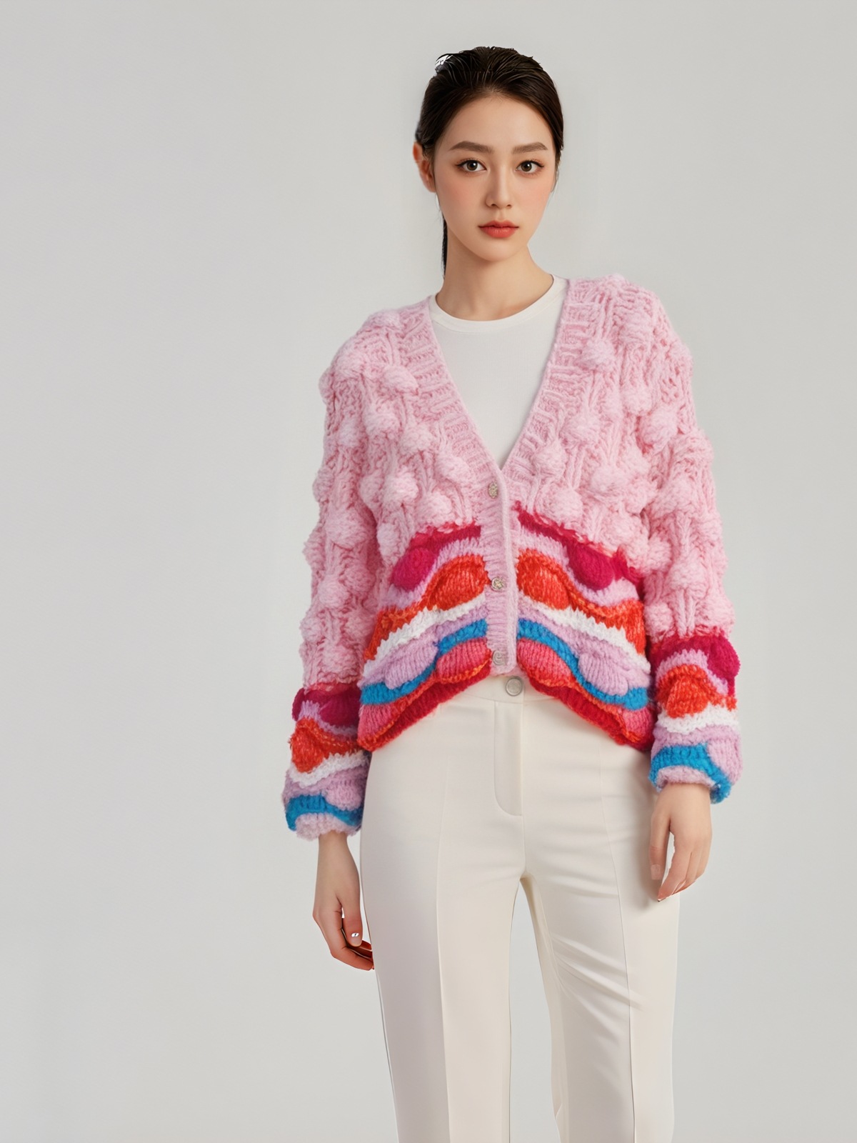 Women's Viscose Fiber V Neck Long Sleeve Sweater Manufacturer - MOQ 100 pcs - Style 87017