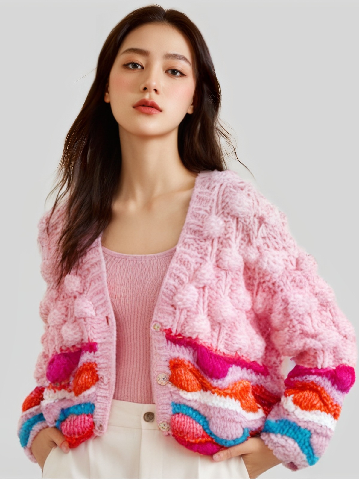 Women's Viscose Fiber V Neck Long Sleeve Sweater Manufacturer - MOQ 100 pcs - Style 87017