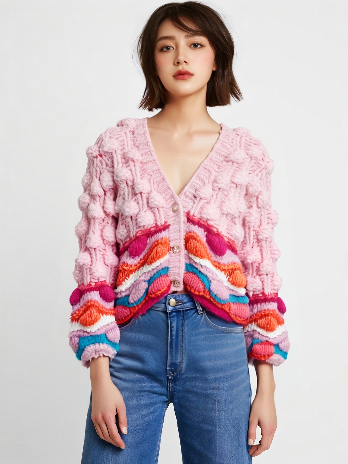Women's Viscose Fiber V Neck Long Sleeve Sweater Manufacturer - MOQ 100 pcs - Style 87017