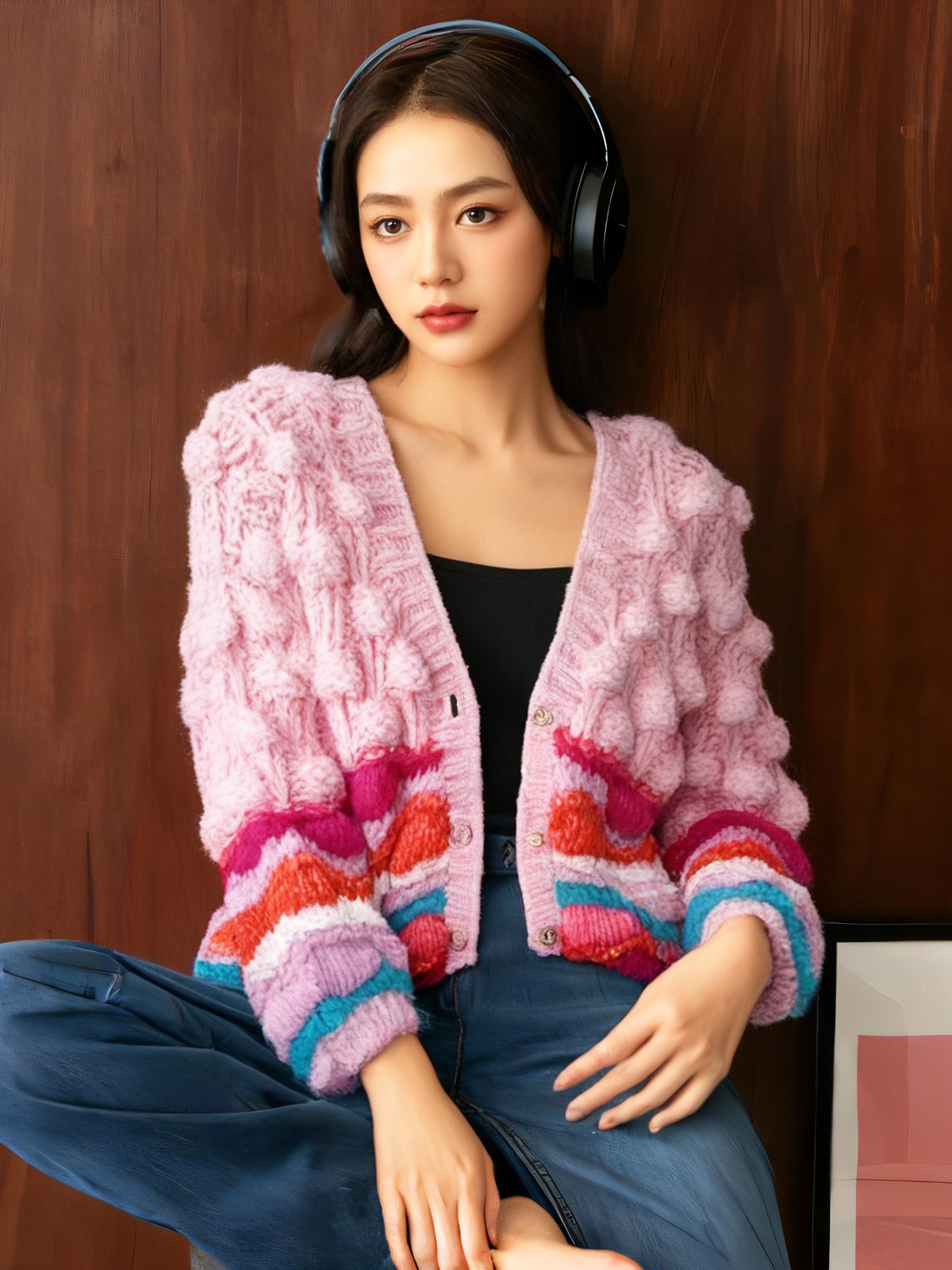 Women's Viscose Fiber V Neck Long Sleeve Sweater Manufacturer - MOQ 100 pcs - Style 87017
