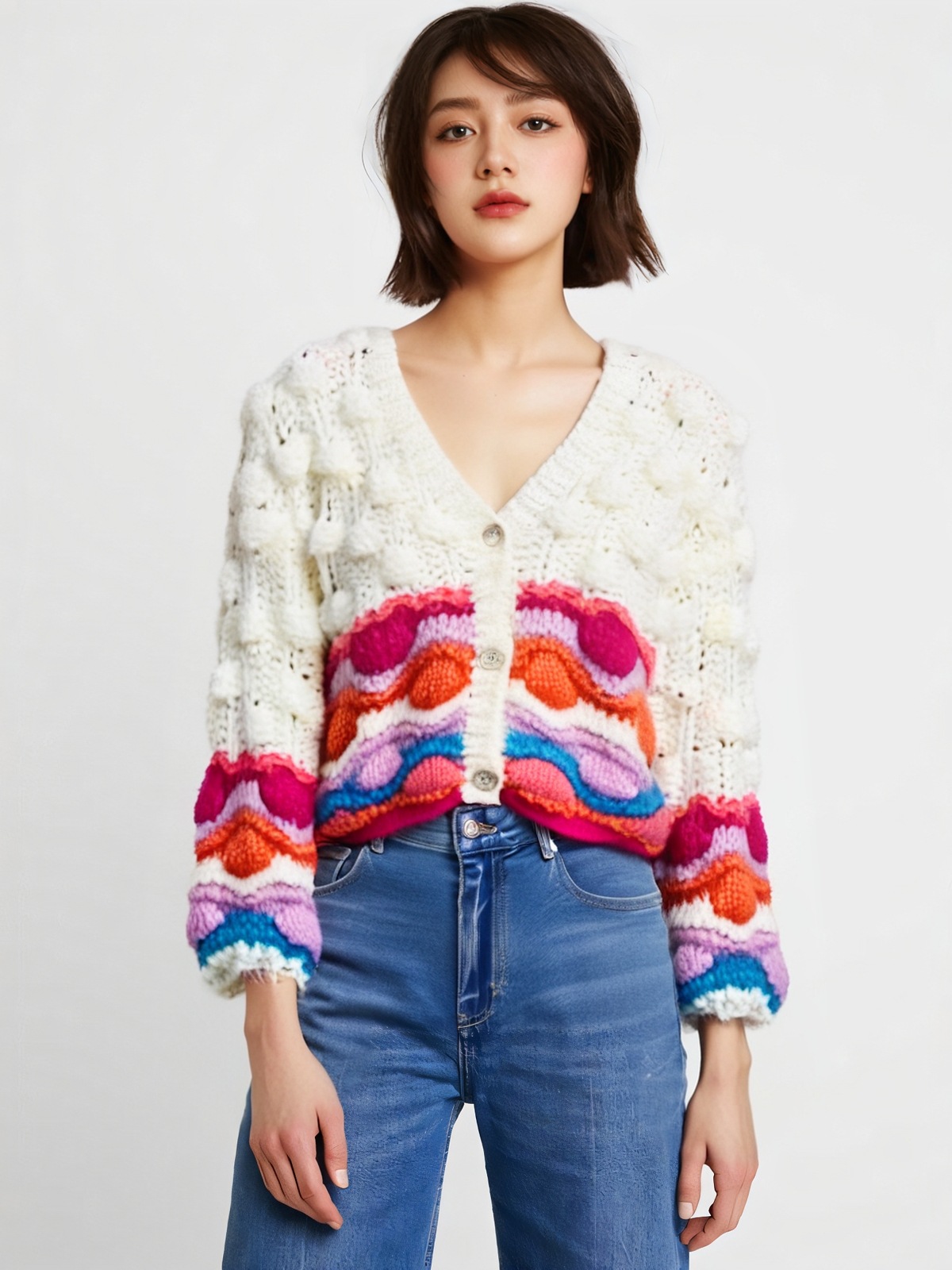 Women's Viscose Fiber V Neck Long Sleeve Sweater Manufacturer - MOQ 100 pcs - Style 87017