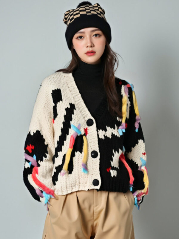 Women's Viscose Fiber Cardigan V Neck Long Sleeve Sweater Manufacturer - MOQ 100 pcs - Style 9004
