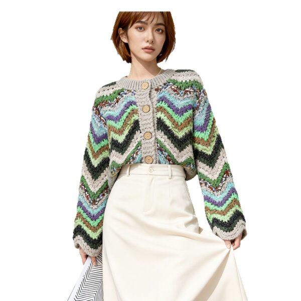 Women's Cardigan Crew Neck Long Sleeve Sweater Manufacturer - MOQ 100 pcs - Style 9012