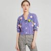 Women's Viscose Fiber Cardigan V Neck Long Sleeve Sweater Manufacturer - MOQ 100 pcs - Style 9014