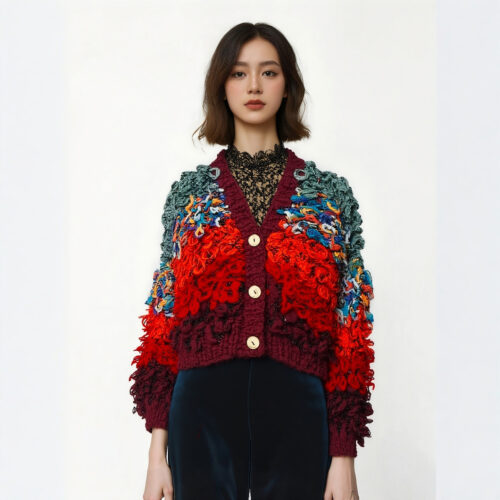 Women's Viscose Fiber V Neck Long Sleeve Sweater Manufacturer - MOQ 100 pcs - Style 9016