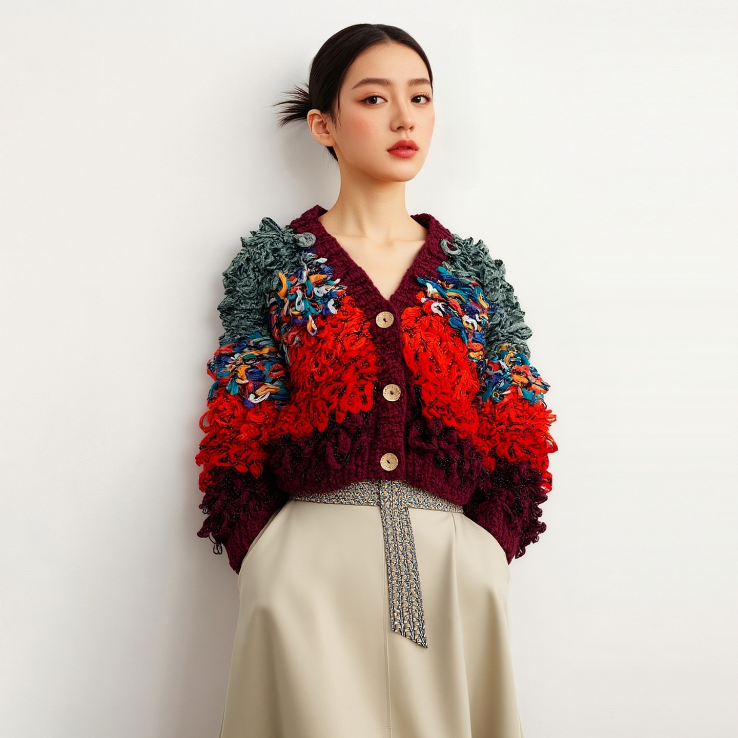 Women's Viscose Fiber V Neck Long Sleeve Sweater Manufacturer - MOQ 100 pcs - Style 9016