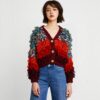 Women's Viscose Fiber V Neck Long Sleeve Sweater Manufacturer - MOQ 100 pcs - Style 9016 Women’s Multicolor Loop-Knit Shaggy Button Cardigan — Style 9016 - KnitwearSource