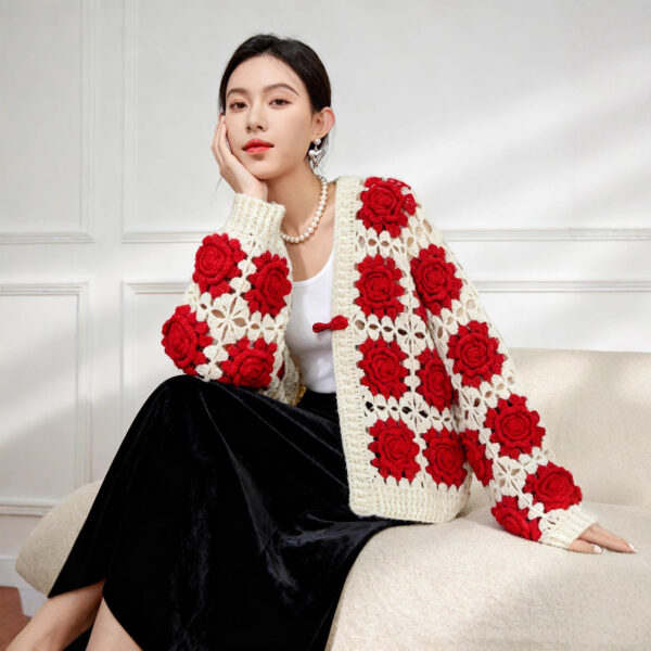 Women's V Neck Long Sleeve Sweater Manufacturer - MOQ 100 pcs - Style 9020