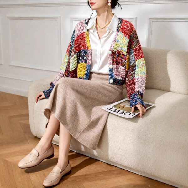Women's Cardigan V Neck Long Sleeve Sweater Manufacturer - MOQ 100 pcs - Style 9023