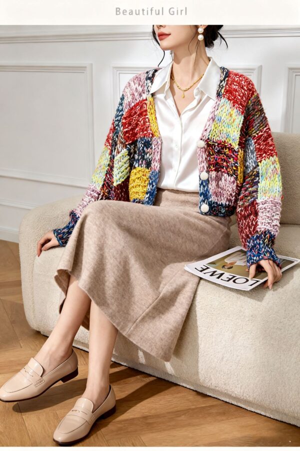 Women's Cardigan V Neck Long Sleeve Sweater Manufacturer - MOQ 100 pcs - Style 9023