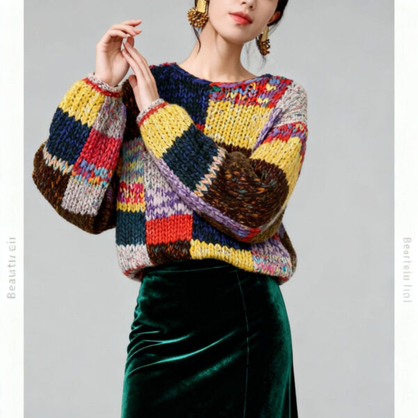 Women's Pullover Crew Neck Long Sleeve Sweater Manufacturer - MOQ 100 pcs - Style 9027